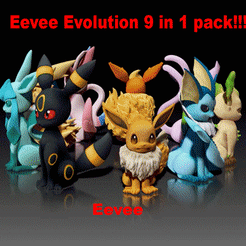 EeveeEvolution.gif Download STL file Eevee Evolution 9 in 1 pack - EEVEE EVOLUTION-POKÉMON FIGURINE - 3D PRINT MODEL • 3D printable design, adamchai