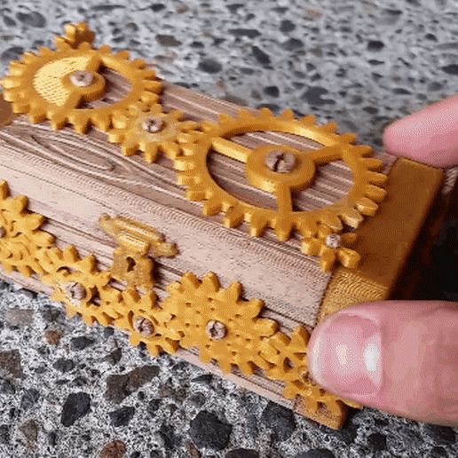Steampunk Dice Box Animated_shrunk.gif STL file Moving Gears Steampunk RPG Dice Box・3D printer design to download, Giandroid