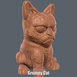 Grumpy-Cat.gif Télécharger fichier STL Grumpy Cat (Impression facile sans support) • Design pour imprimante 3D, Alsamen
