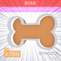 Bone~6.75in.gif STL file Bone Cookie Cutter 6.75in / 17.1cm・3D printing design to download