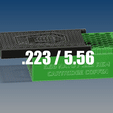223.gif Archivo STL Almacenamiento 5.56 / .223 100x cabe dentro de la lata de munición 7.62 NATO・Plan de impresora 3D para descargar