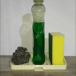 ezgif.com-gif-maker.gif STL file Accessories holder for sink (sponge, detergent and scouring pad)・3D print object to download
