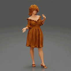 ezgif.com-gif-maker-4.gif Archivo 3D Mujer joven con el pelo corto y rizado que lleva un vestido posando en estilo de moda Modelo de impresión 3D・Modelo imprimible en 3D para descargar, 3DGeshaft