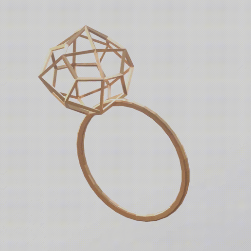 A ring with a wired diamond 3D model