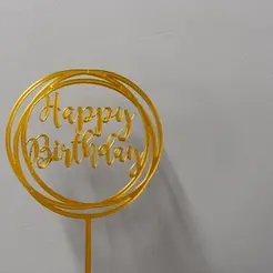 ezgif.com-gif-maker.gif Happy Birthday Circles Cake Topper / Adorno de Pastel