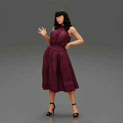 Hermosa mujer con vestido y mano en las caderas Modelo de impresión 3D
