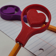 Pencil-Topper-Flick.gif Archivo STL Corazón Spinners: Lápices, llaveros y mucho más・Diseño de impresora 3D para descargar