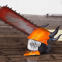 chain.gif Файл 3D Шлем дьявола полной формы Chainsaw Man - Denji Cosplay・Дизайн 3D принтера для загрузки