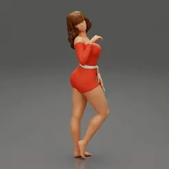 208.gif Fichier 3D Printemps Belle femme en robe courte d'été posant Modèle d'impression 3D・Modèle pour impression 3D à télécharger, 3DGeshaft