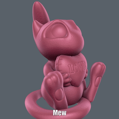 Mew.gif STL file Mew (Easy print no support)・3D printer model to download
