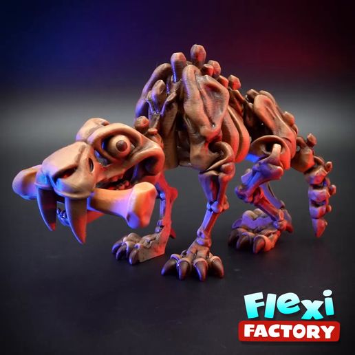 Flexi-Factory-Saber-tooth-tiger_Low.mp4 Flexi Factory Skelett Säbelzahntiger, Ständer & Knochen mit 3MF inklusive!