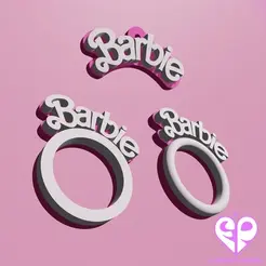 Rings_Earing.gif Archivo STL Combo aro y anillos Barbie (4 tamaños de anillos)・Diseño de impresión en 3D para descargar