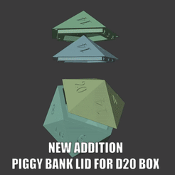 PIGGYBANK.gif Download STL file Big D20 dice box with snap-on lid • 3D printer template, Tronic3100