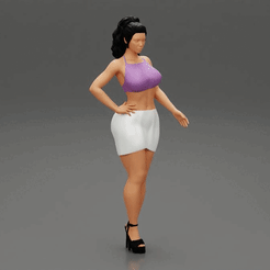 ezgif.com-gif-maker.gif Fichier 3D Jeune fille à la belle silhouette en mini-jupe et talons hauts・Plan pour imprimante 3D à télécharger, 3DGeschaft