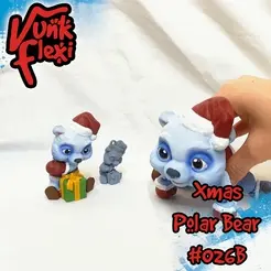 00001.gif Christmas Polar Bear Flexi Print-In-Place + figure & keychain