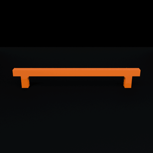 Cabinet pull 192 mm hole spacing - square bar handle, M4 blind hole, no supports
