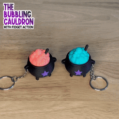 THE BUBBLING WITH FIDGET/ACTION. STL file Fidget Cauldron Keychain - Halloween・3D printer model to download