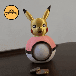 GIF-PIKACHU.gif STL file POKEMON / pikachu + pokeball・3D printing design to download