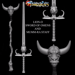 Two-pack-GIF.gif STL file THUNDERCATS SWORD OF OMENS AND MUMM RA STAFF・Design to download and 3D print, Ratboy3D