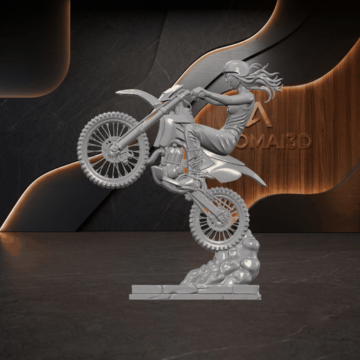 Ai - 0619 - Female Rider Doing Motorcycle Stunt