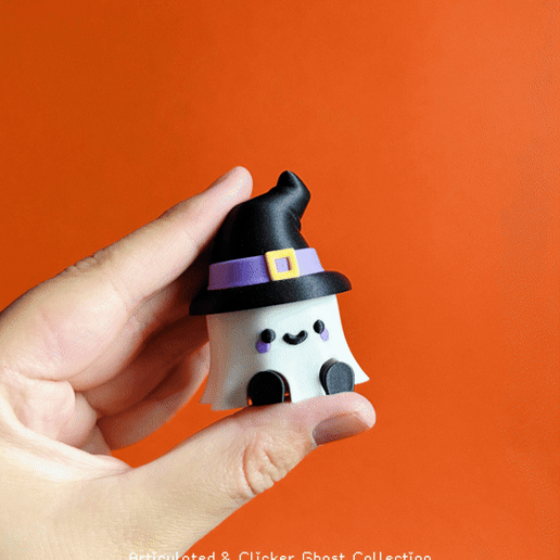 Cute Articulated & Clicker Ghost | Print-in-place