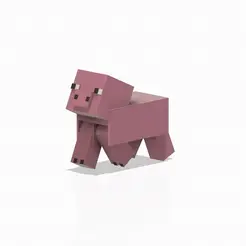 Minecraft-Pig-version2-walking.gif.gif STL file Articulated Minecraft Pig・3D printer model to download, studebakeralexis