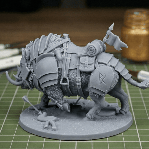 Ironhide, The Rune-Scarred Juggernaut - Armored War Boar Mount | RPG Cavalry