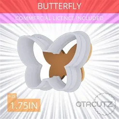 Butterfly~1.75in.gif STL file Butterfly Cookie Cutter 1.75in / 4.4cm・3D printer design to download