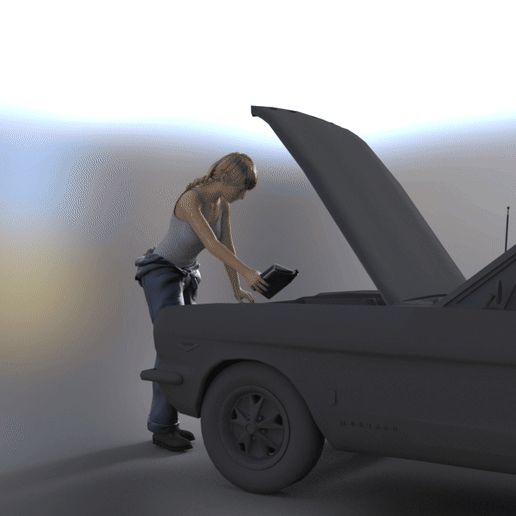 Mechanic pouring oil 3D model