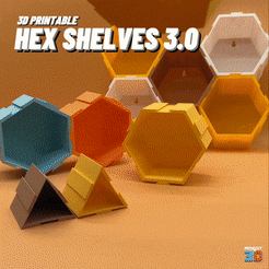 Hex-Shelf-3.0-Ready.gif 3D file 3D Printable Ultimate Hex Shelf Collection 3.0・3D printing idea to download