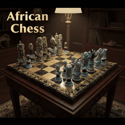 Deluxe African Chess Pieces for Collectors-PJH3D