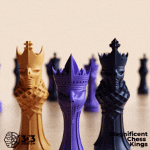 3D-Printed-Magnificent-Chess-Kings-Video-2.gif STL file Magnificent Chess King Set (3 Files)・3D printer model to download