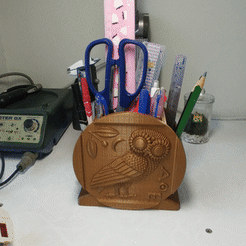 Owl and Athena 0001.gif Archivo STL PORTALÁPICES Y PORTALÁPICES・Diseño imprimible en 3D para descargar