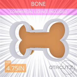 Bone~4.75in.gif STL file Bone Cookie Cutter 4.75in / 12.1cm・3D printer model to download