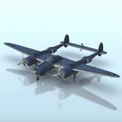 GIF-V34.gif STL file Lockheed P-38 '' Lightning '' - WW2 USA US Army American United States Air Force USAF Flames of War Bolt Action 15mm 20mm 25mm 28mm 32mm・3D printer model to download, Hartolia-Miniatures