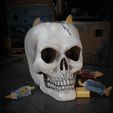 SmartSelect_20221006-143731_CapCut.gif STL file Two designs, Skull bowl with eye, Skull bowl, no supports, Candy dish, Halloween decoration・3D print object to download