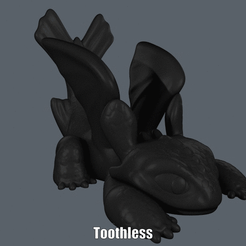 Toothless.gif Скачать файл STL Toothless (Easy print no support) • Образец для 3D-принтера, Alsamen