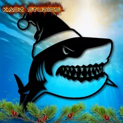 20231203_085452.gif 4 Requins de Noël art mural Greart White Shark décor mural drôle Noël Pack