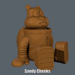 Sandy Cheeks.gif STL-Datei Sandy Cheeks (Einfacher Druck ohne Unterstützung)・3D-Druckvorlage zum Herunterladen, Alsamen