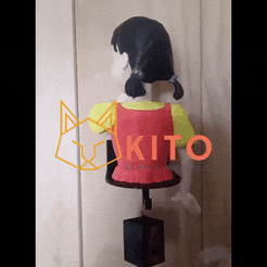 GIF-de-Sama-🐱⭐.gif OBJ file Spinning head Key Holder/Porta llaves Squid Game Doll/Muñeca (Just One string)・Model to download and 3D print, Kitoimpresion3d
