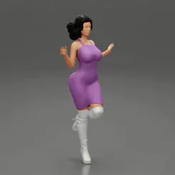 ezgif.com-gif-maker-25.gif Archivo 3D Mujer con minivestido de pie sobre una pierna・Diseño de impresión en 3D para descargar