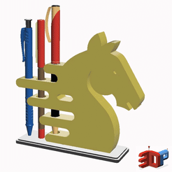 Presentation1-new.gif STL file Artistic horse head pen holder・3D printer model to download