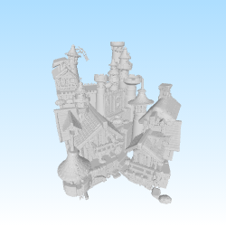 Medieval Fantasy Village - Stylized 3D Model STL