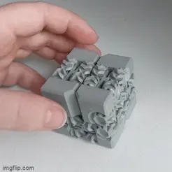 663197.gif STL file Infinity Cube with Gear Hinges・Template to download and 3D print