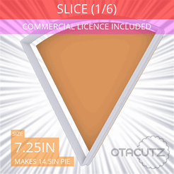1-6_Of_Pie~7.25in.gif STL file Slice (1∕6) of Pie Cookie Cutter 7.25in / 18.4cm・3D print design to download