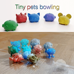 potitus516.gif STL-Datei Winzige Haustiere beim Bowling・3D-druckbare Vorlage zum herunterladen