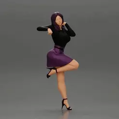 ezgif.com-gif-maker-25.gif 3D file Sexy girl in mini skirt and heels Leaning Against wall・3D printable model to download