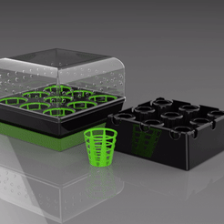 Pot-pour-semis-2.gif STL-Datei Multiple greenhouse pots - Mehrere Töpfe im Gewächshaus・3D-Druckvorlage zum Herunterladen