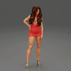 ezgif.com-gif-maker-18.gif 3D file Beautiful Woman Posing in a Short Dress 3D print model・3D printing model to download, 3DGeshaft