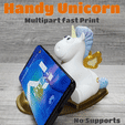 Unicorn-00.gif Cute flying Unicorn  with Wings Phone Holder - Multipart Color - No Supports